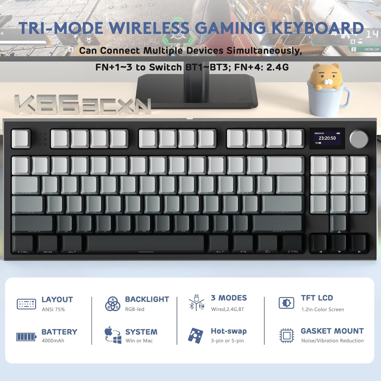 ATTACK SHARK K86 Wireless Mechanical Keyboard view 3