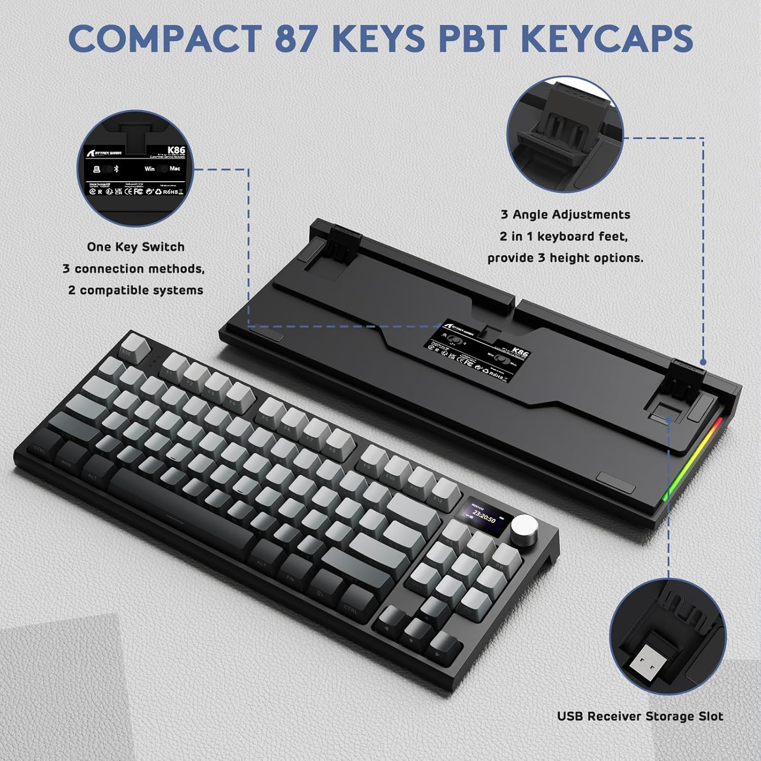 ATTACK SHARK K86 Wireless Mechanical Keyboard view 9