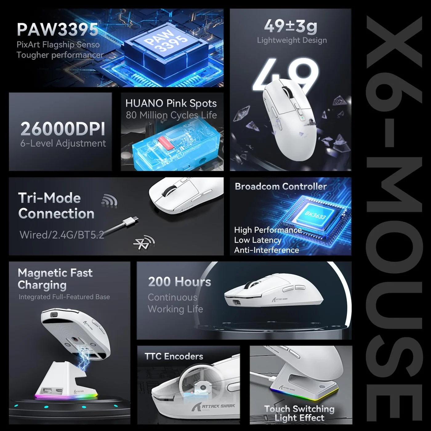 ATTACK SHARK X6 Gaming Mouse view 7