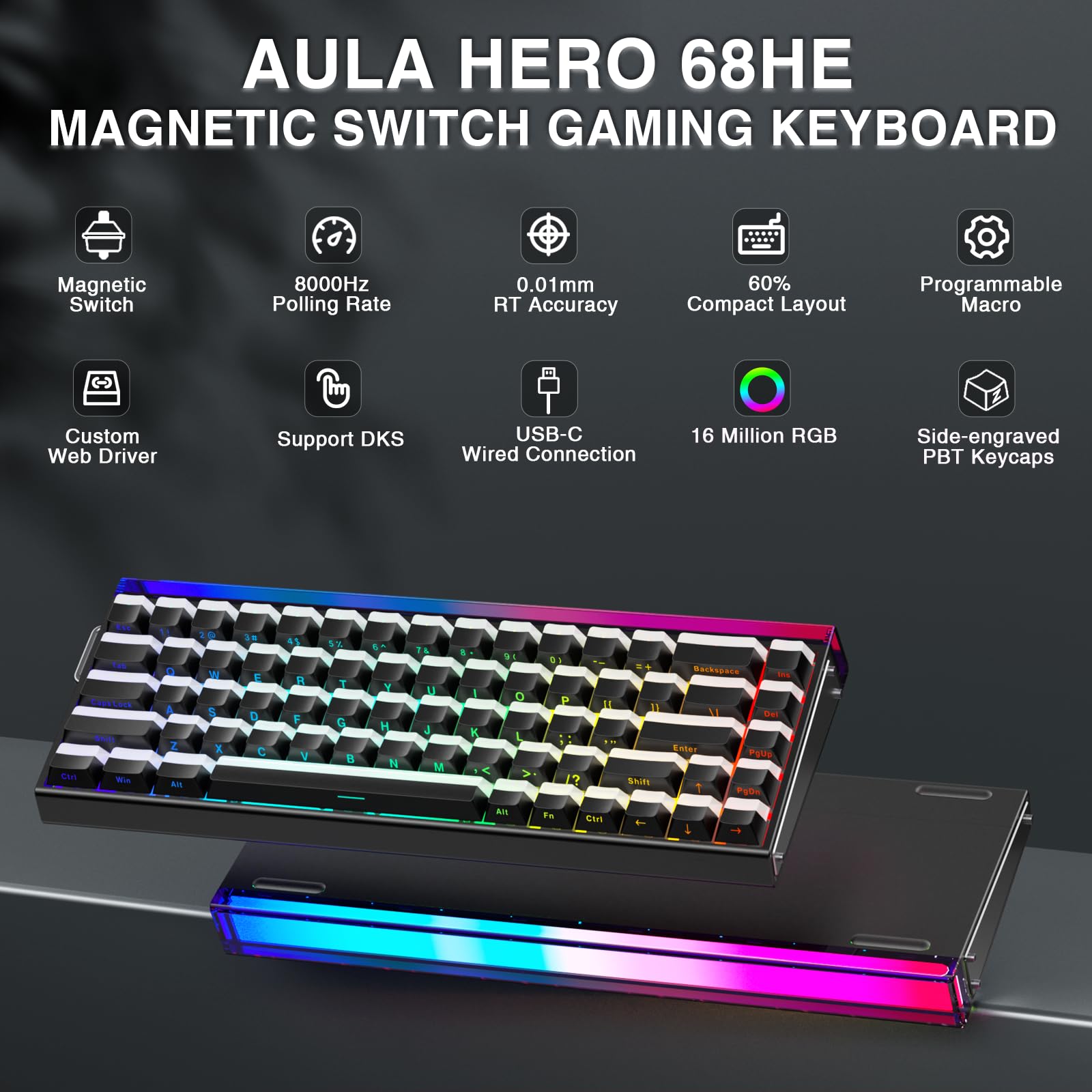 Aula Hero 68 HE Keyboard view 3